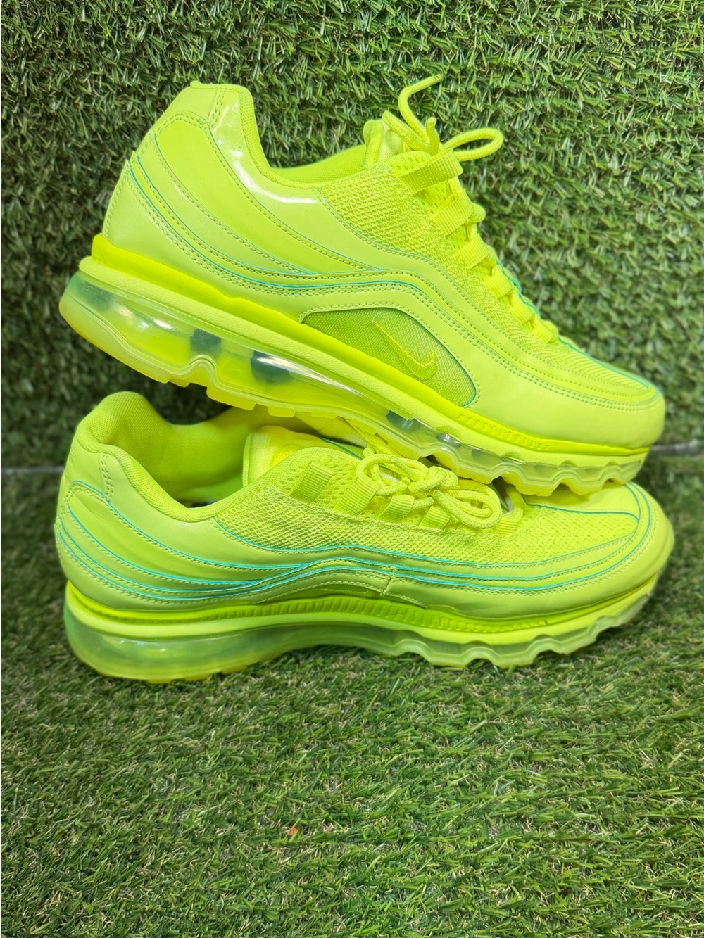 Nike Air Max 97/247 Hybrid Neon Volt Green Sneakers - Size 11